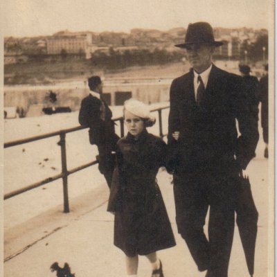 EV as a Child Walking With Her Father William