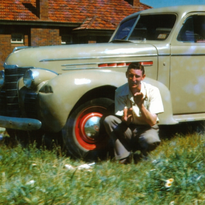 Dad in Front of Yellow Car